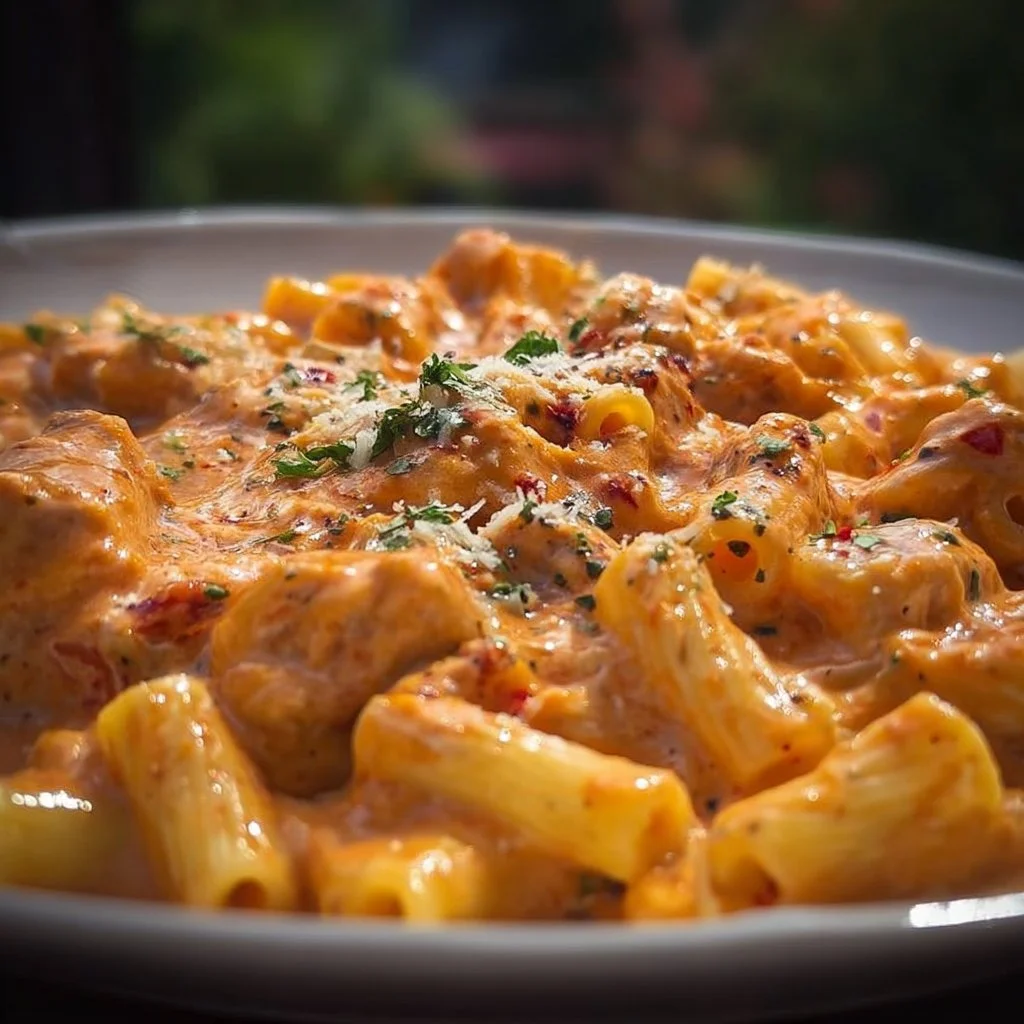 Cremige Pasta mit w&uuml;rziger Tomatenso&szlig;e