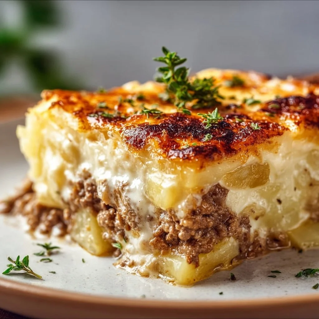 Cremiger Hackfleisch- und Kartoffelauflauf f&uuml;r Genie&szlig;er