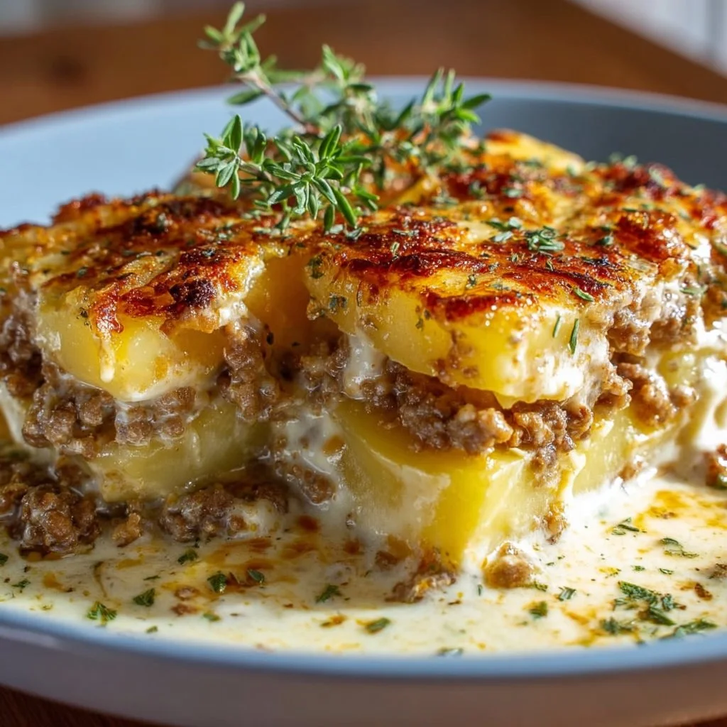 Cremiger Hackfleisch- und Kartoffelauflauf f&uuml;r Genie&szlig;er