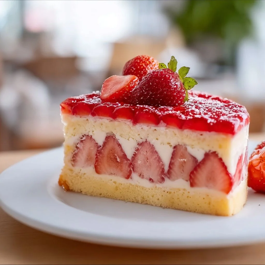 Erdbeerkuchen mit Pudding