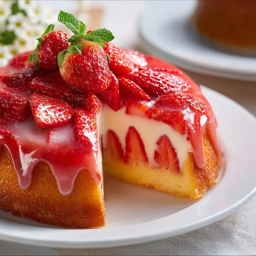 Erdbeerkuchen mit Pudding