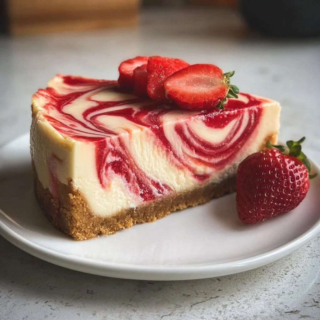 Erdbeerwirbel K&auml;sekuchen