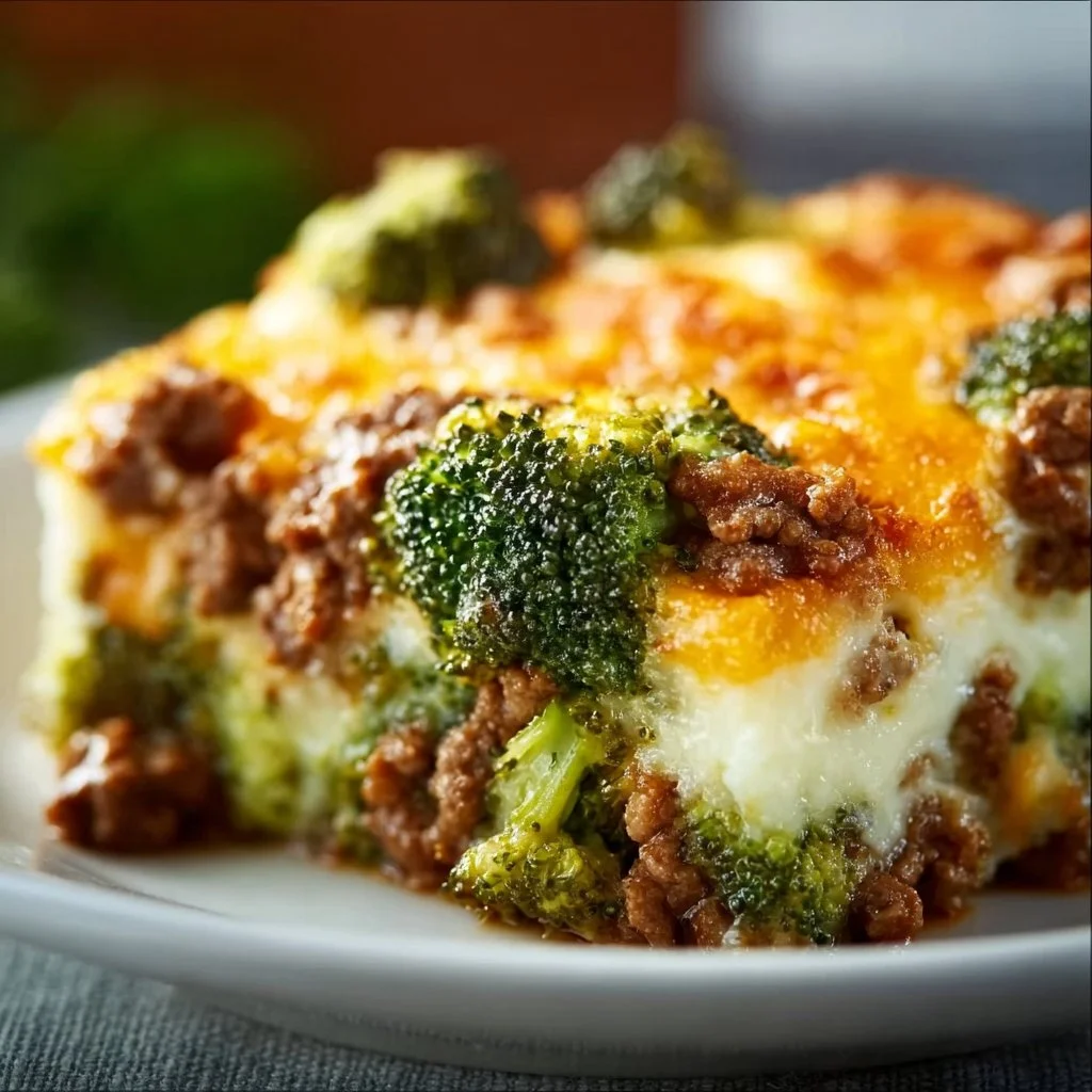 Fitness casserole with broccoli and minced meat