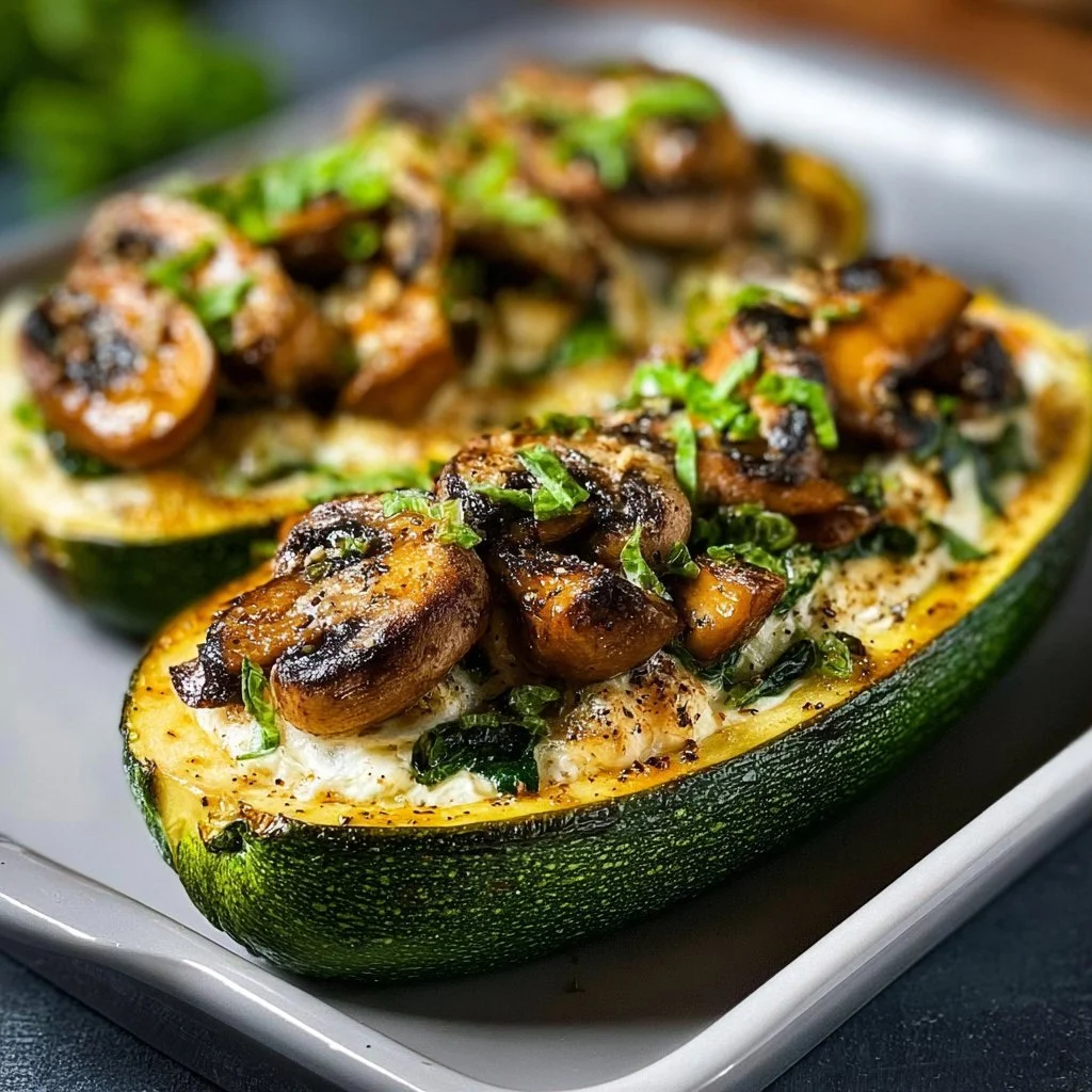Gefüllte Zucchini mit Champignons