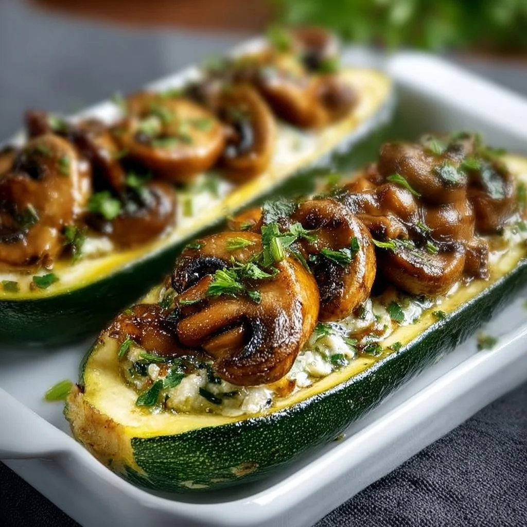 Gefüllte Zucchini mit Champignons