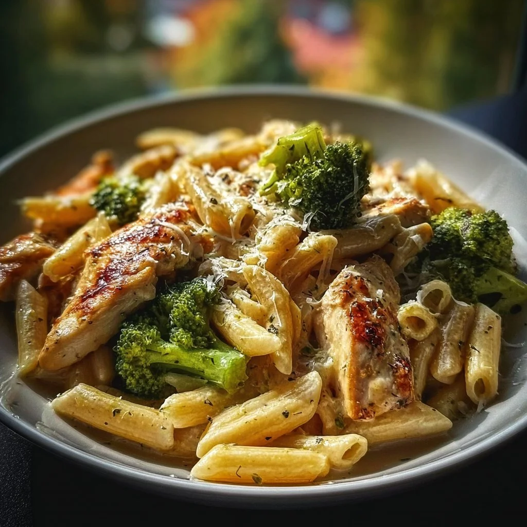 Hähnchen-Brokkoli-Pasta mit cremiger Sauce