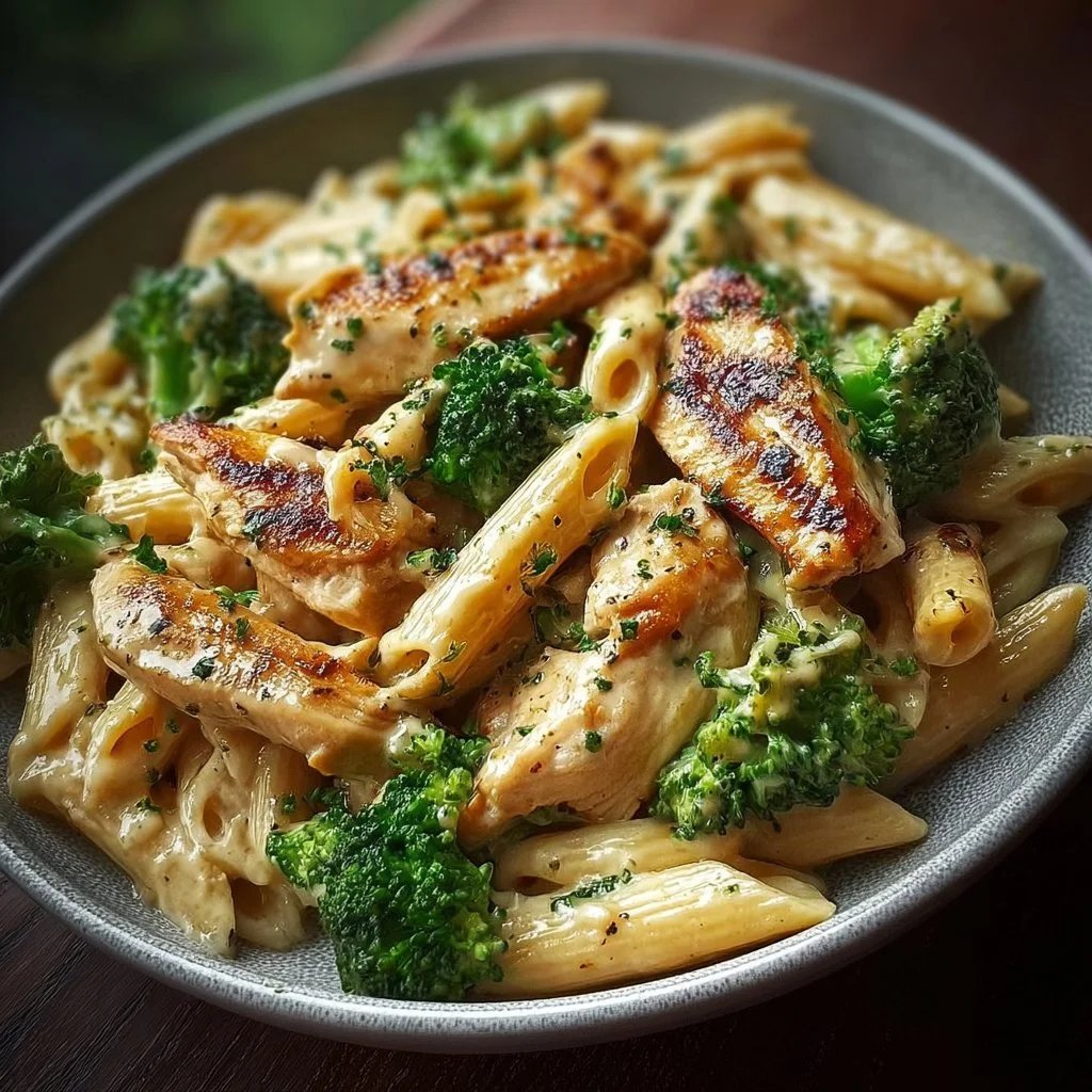 Hähnchen-Brokkoli-Pasta mit cremiger Sauce