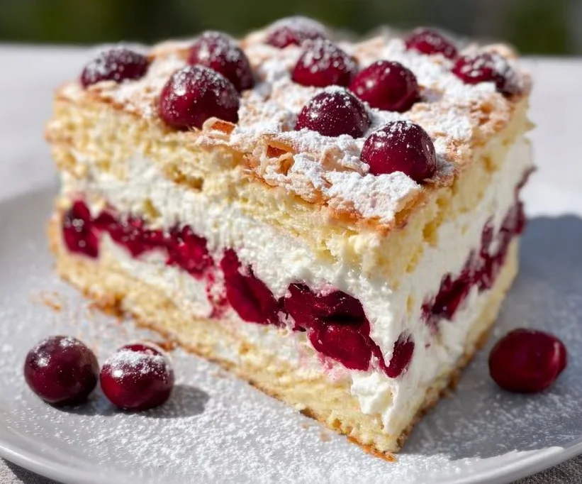 Himmelstorte mit Sauerkirschen