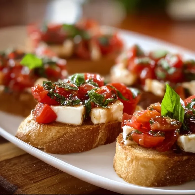 Italienische Bruschetta mit Mozzarella auf frischem Brot serviert