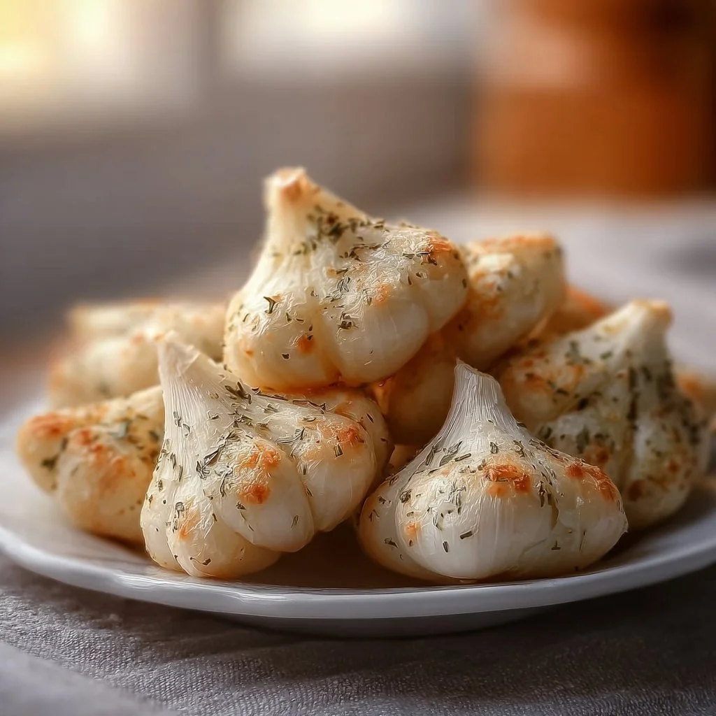 Delicious Knoblauch-Ecken served with fresh herbs and cheese