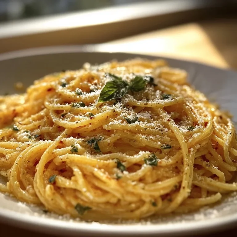 Köstliche Knoblauch-Parmesan-Nudeln in einer weißen Schüssel