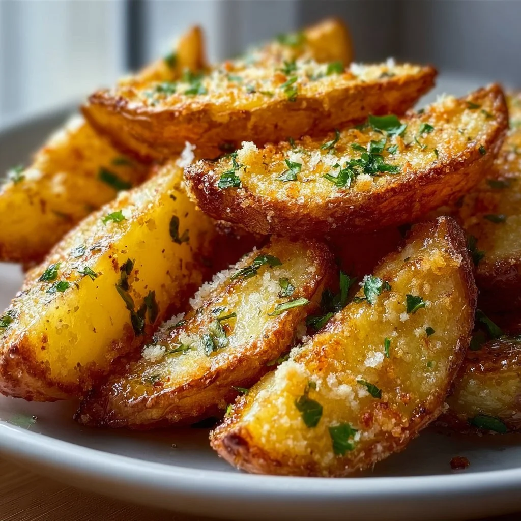 Knusprige Kartoffelspalten mit Knoblauch und Parmesan