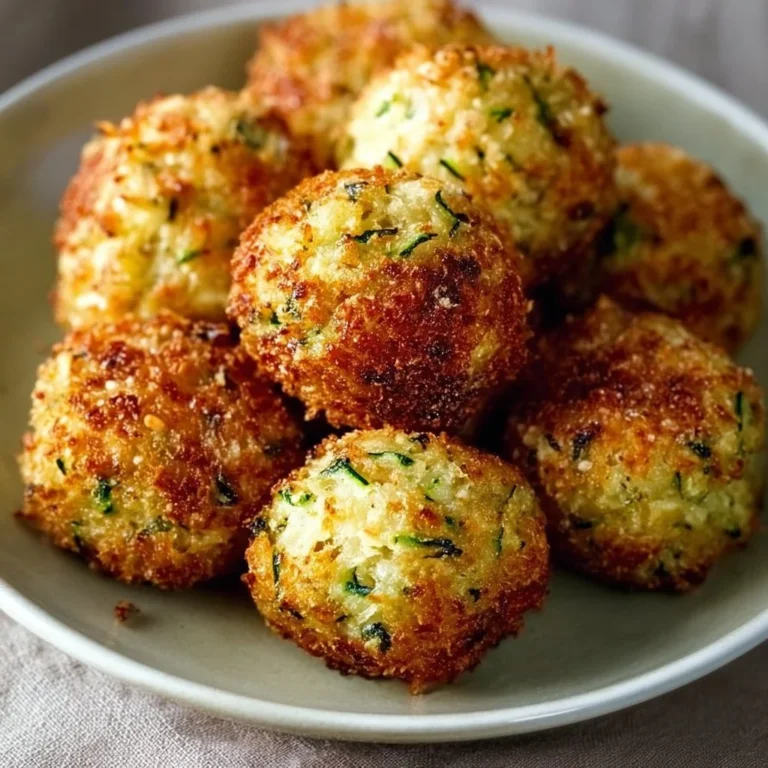 Knusprige Knoblauch-Zucchini-Bällchen auf einem Teller serviert