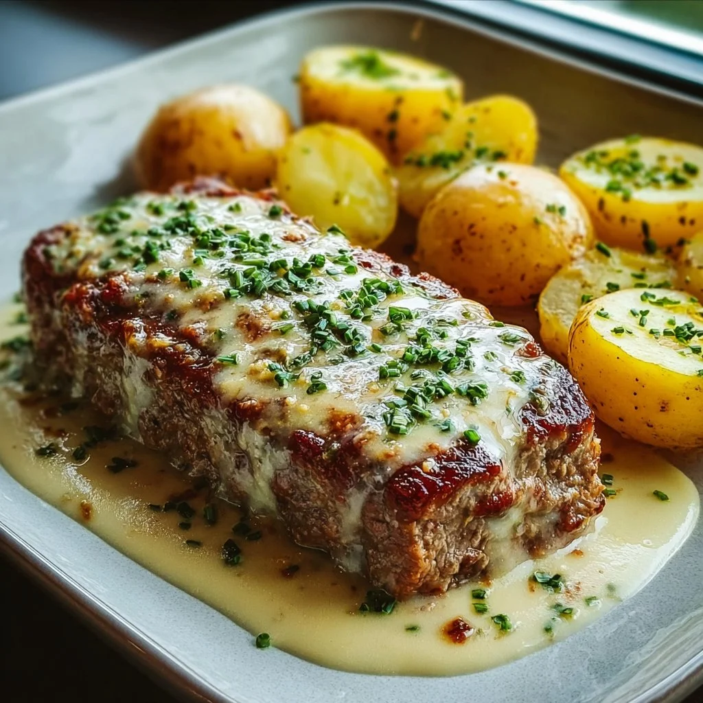K&ouml;stlicher Hackbraten mit Kartoffeln in Sahne