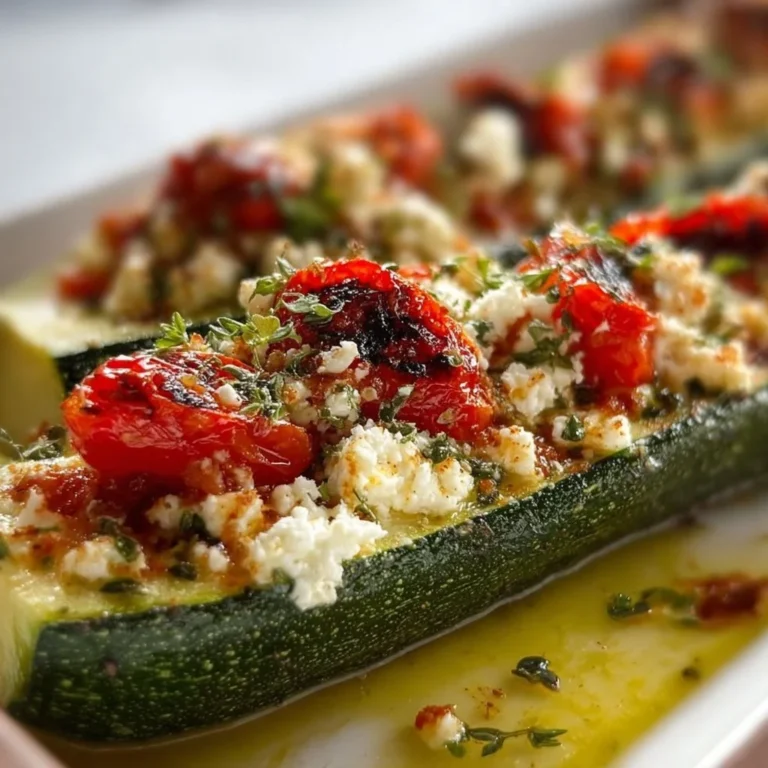 Mediterrane gefüllte Zucchini mit Feta und Tomaten, ein gesundes Rezept.