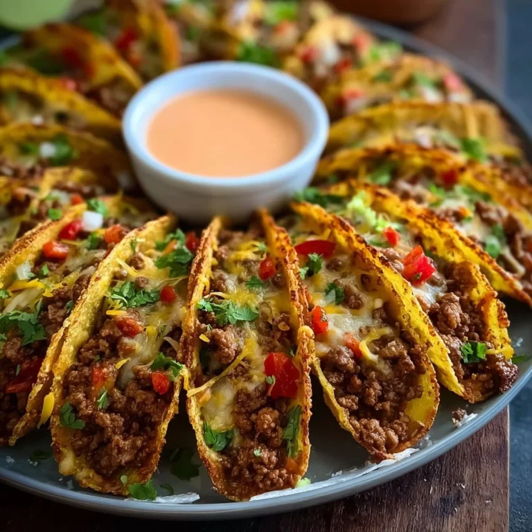 Mini-Tacos mit würziger Hackfleischfüllung auf einem Teller serviert.