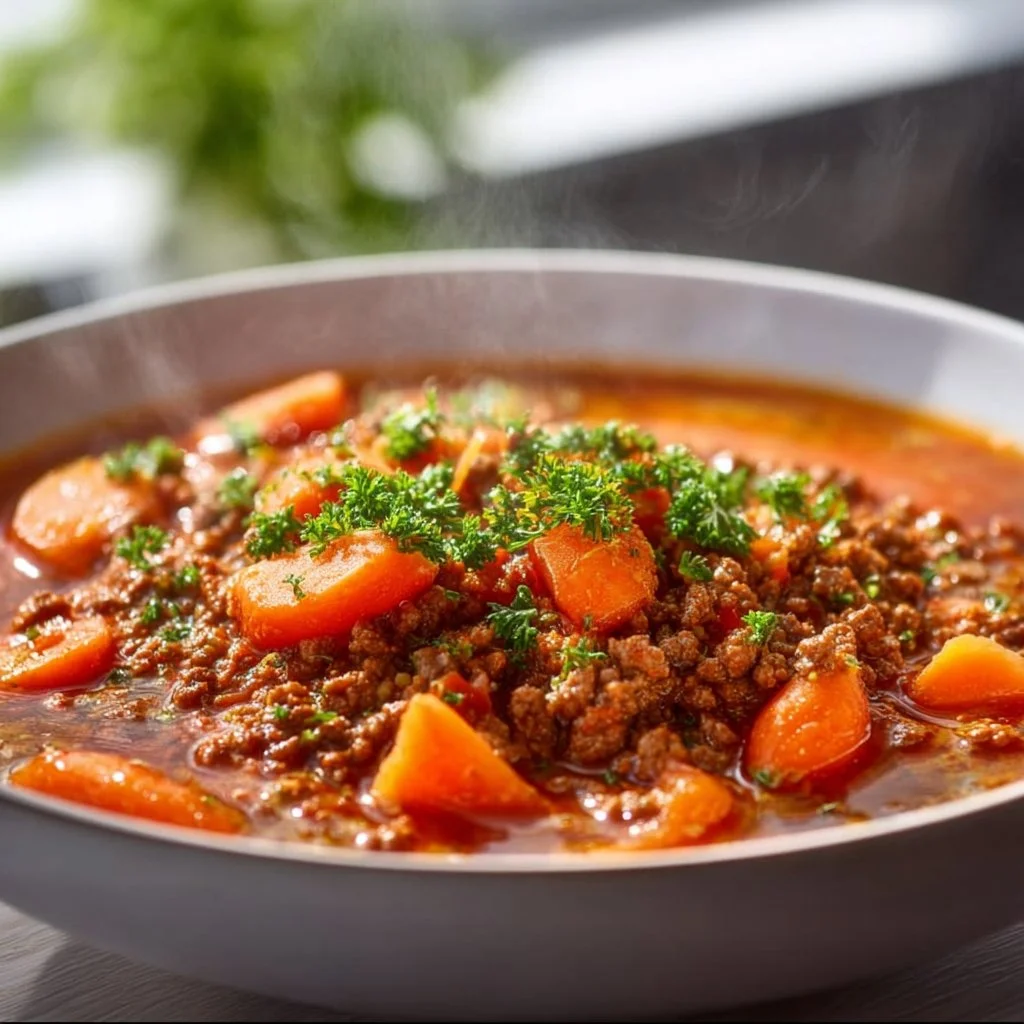 M&ouml;hreneintopf mit Hackfleisch