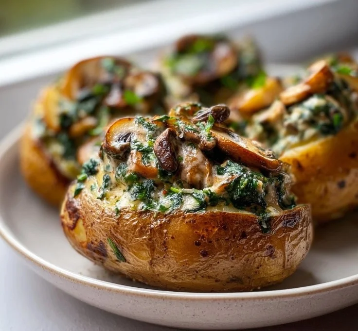Ofenkartoffeln mit Pilz-Spinat-Füllung