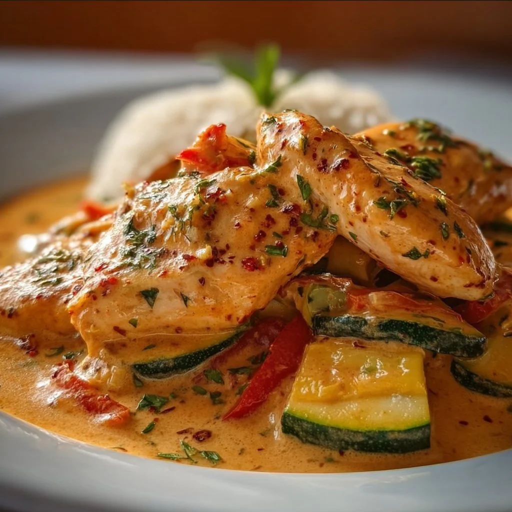 Paprika Zucchini Sahne Hähnchen