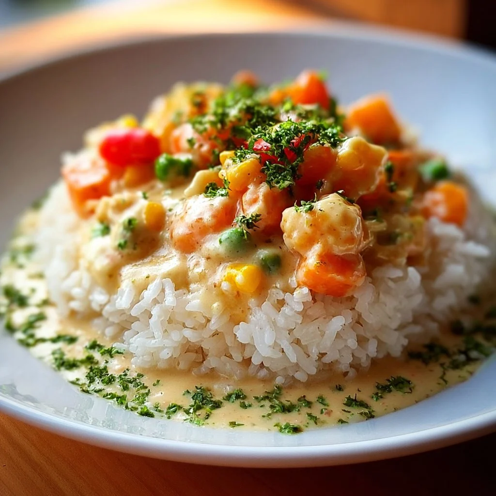 Rice with Vegetable Cream Cheese Sauce