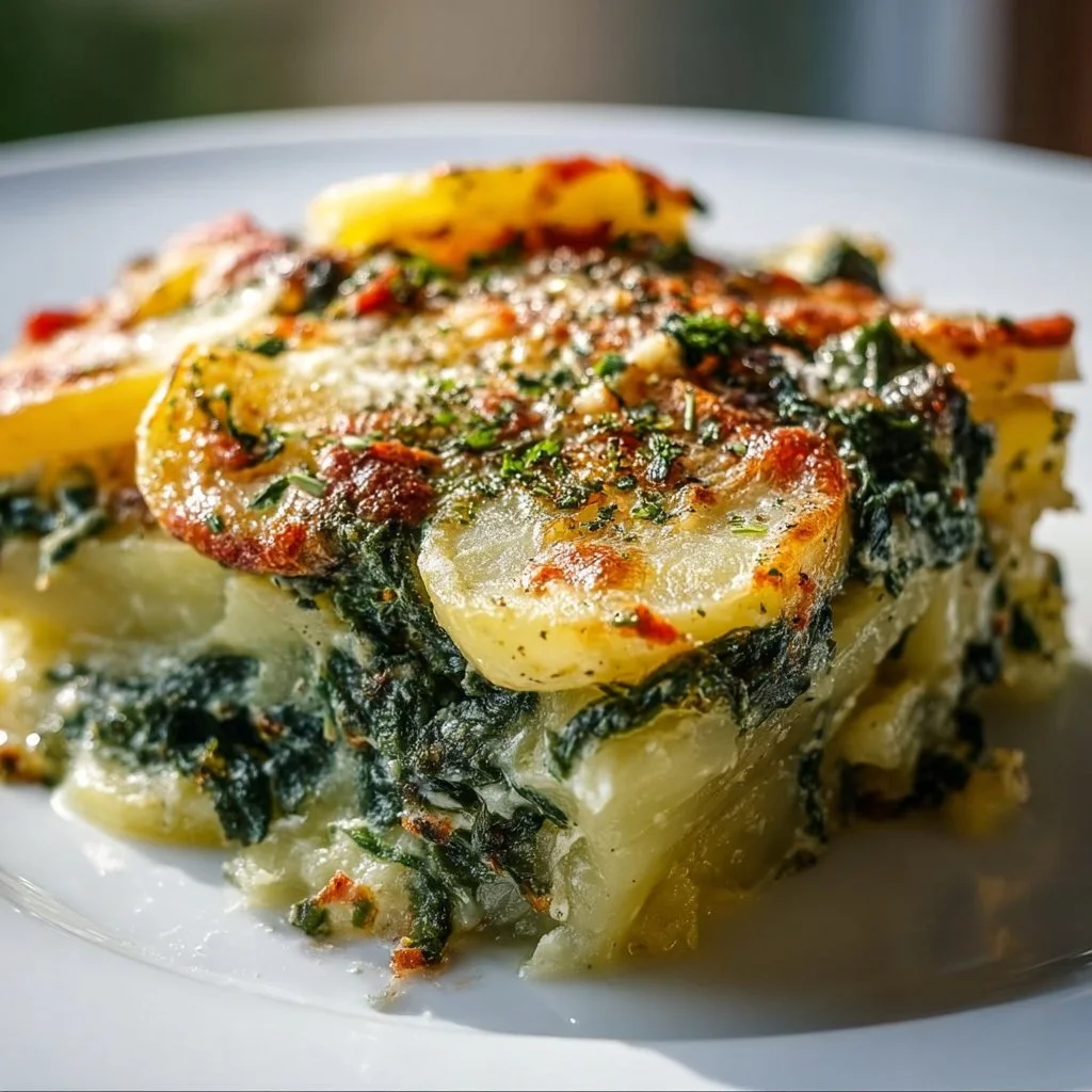 Spinat-Kartoffel-Knoblauch-Auflauf