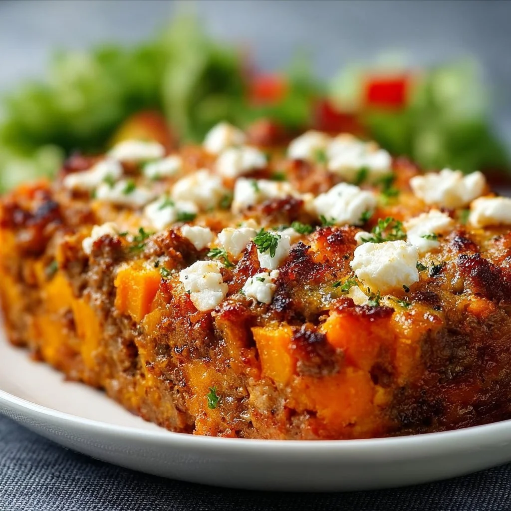 Süßkartoffel-Hackfleisch-Auflauf mit Feta