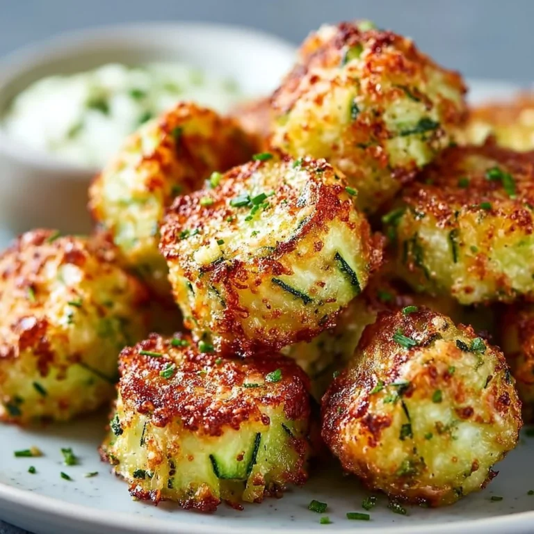 Leckere Zucchini-Knoblauch-Bissen auf einem Tisch serviert