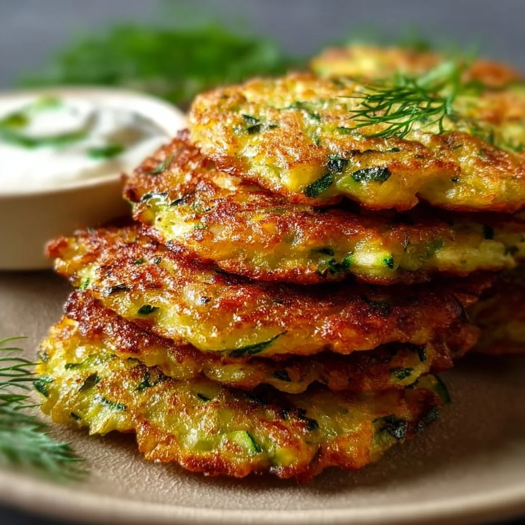 Zucchini-Puffer mit hohem Eiweißgehalt und niedrigem Kohlenhydratanteil aus der Heißluftfritteuse.