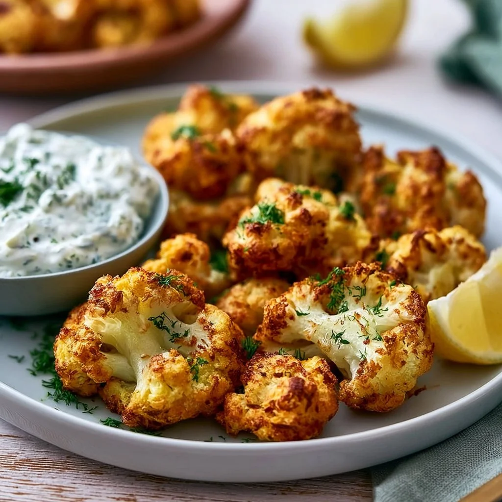 Blumenkohl im Airfryer mit Kräuterquark