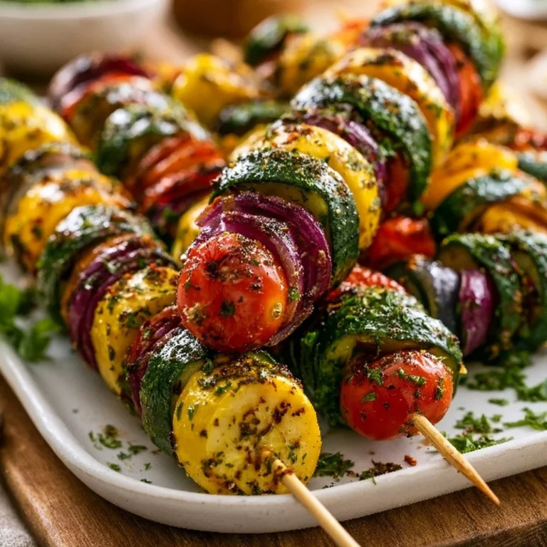 Bunter Grill-Gemüse-Spieß mit mediterraner Kräuter-Marinade auf dem Grill