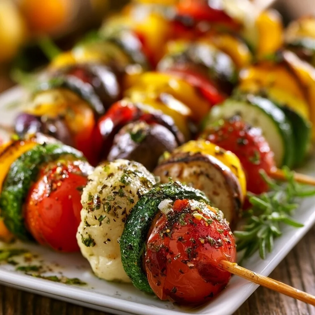 Bunter Grill-Gemüse-Spieß mit mediterraner Kräuter-Marinade