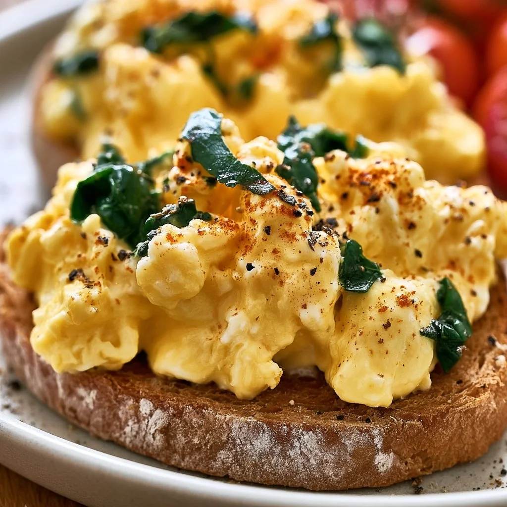Cremiges Rührei auf knusprigem Röstbrot