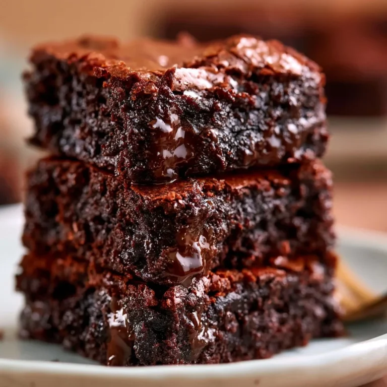 Fudgige Brownies mit Schokoladenglasur auf einem Teller