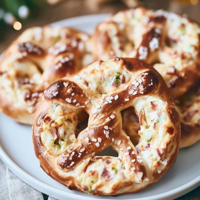 Leckere Flammkuchen Brezeln frisch aus dem Ofen.