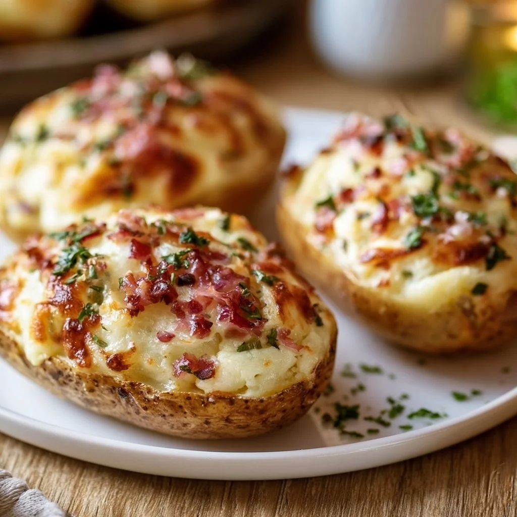 Gefüllte Kartoffeln nach Flammkuchen-Art, herzhaft und lecker