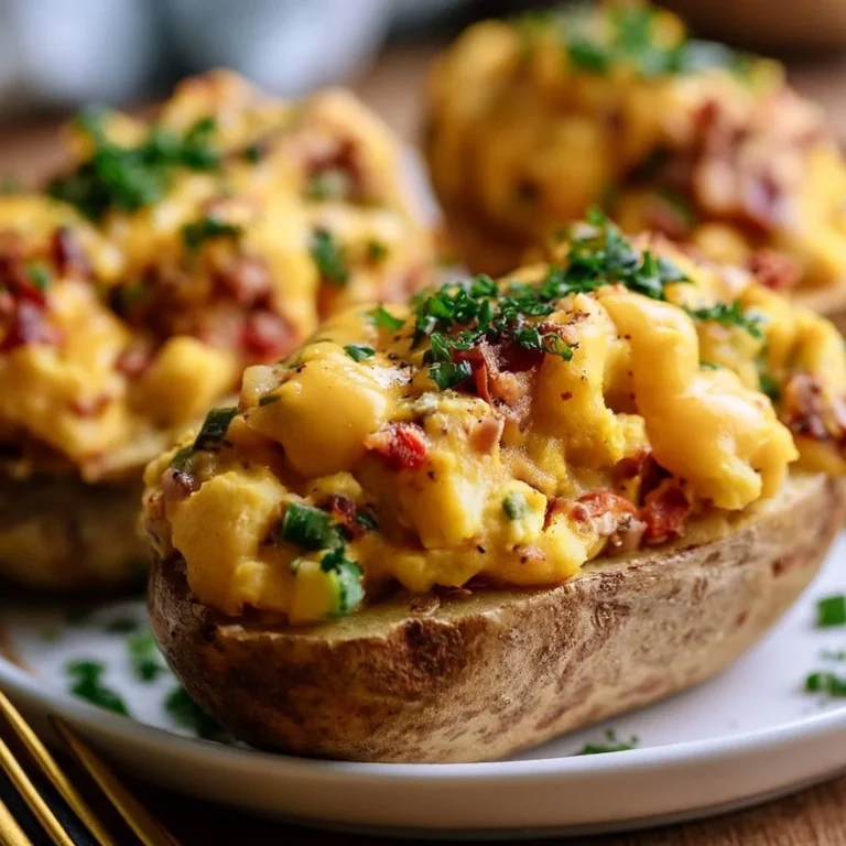 Gefüllte Ofenkartoffeln mit Gemüsefüllung und veganem Käse auf einem Teller
