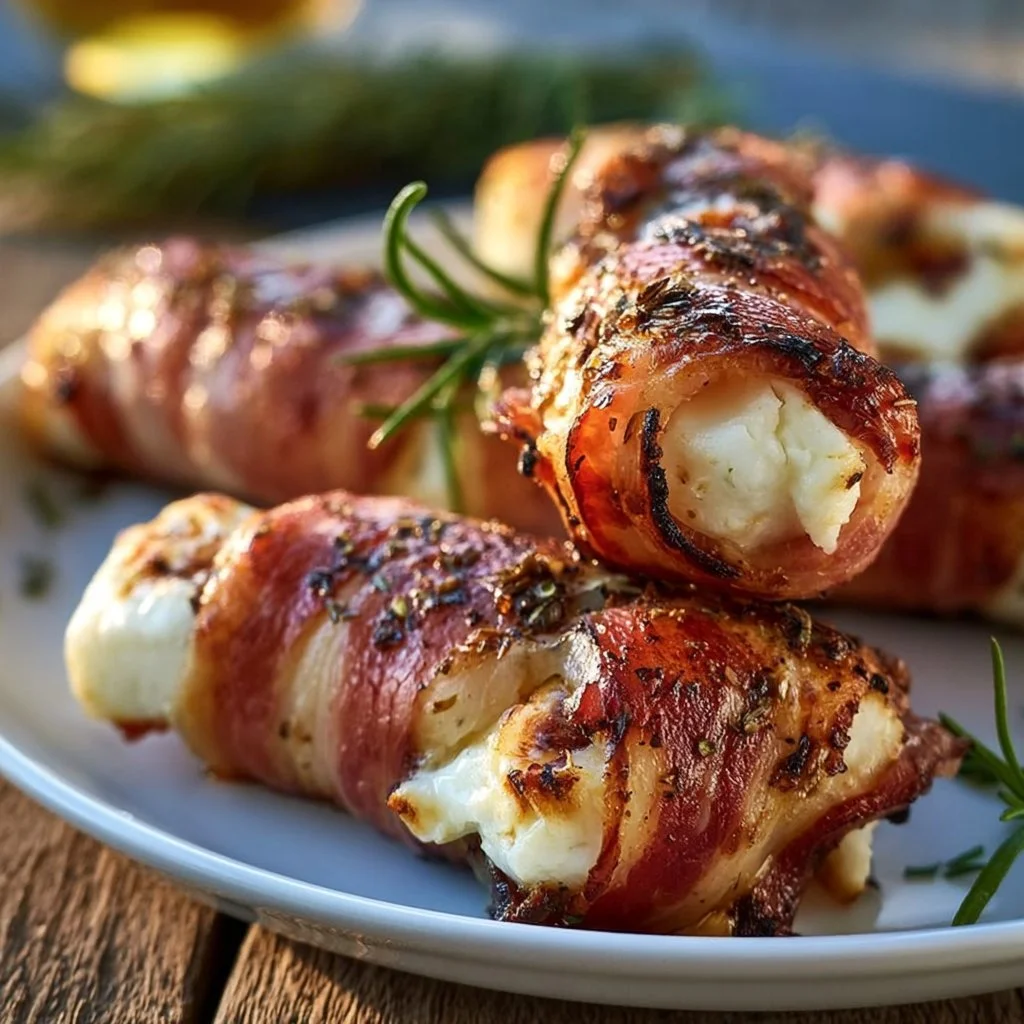 Gegrillte Feta-Schinkenröllchen