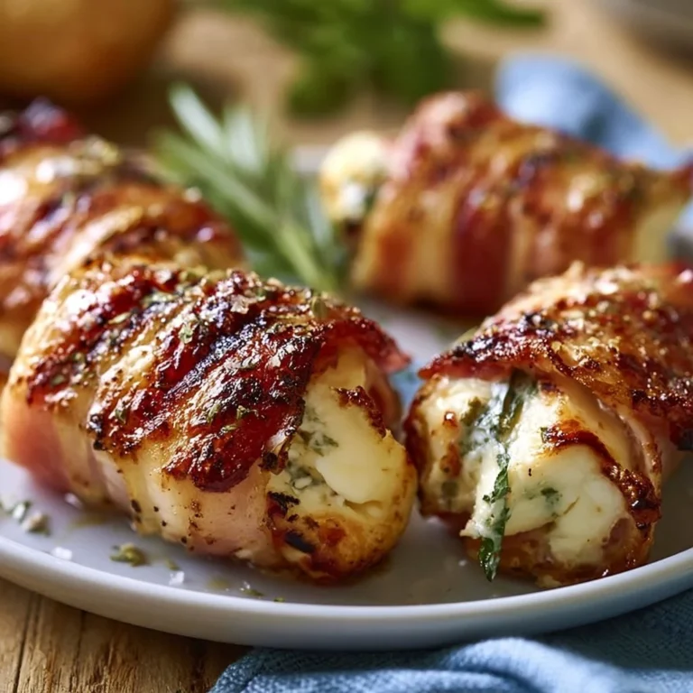 Gegrillte Feta-Schinkenröllchen auf einem Teller angerichtet