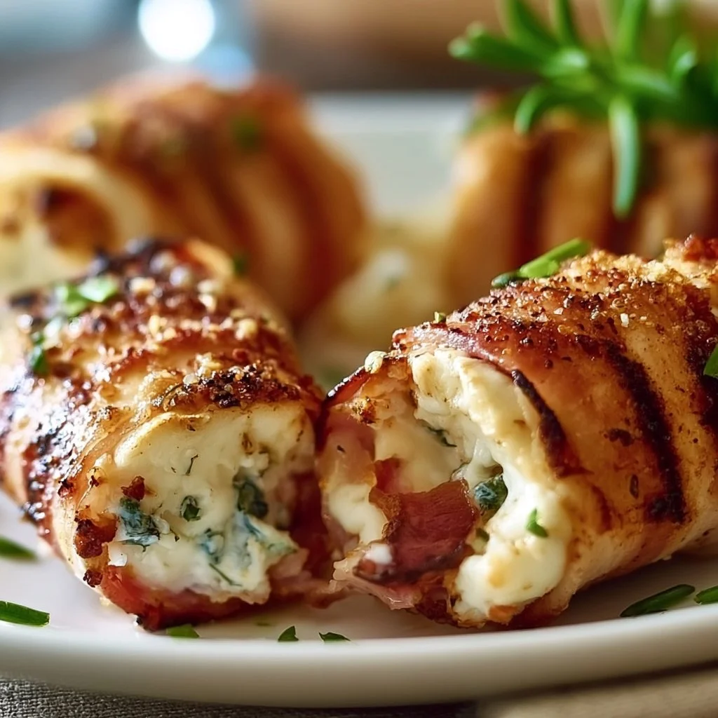 Gegrillte Feta-Schinkenröllchen