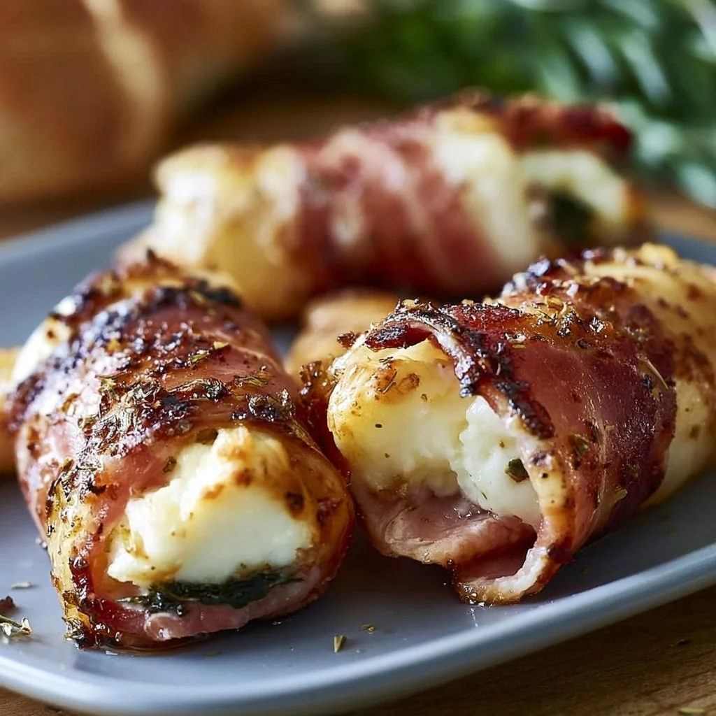 Gegrillte Feta-Schinkenröllchen
