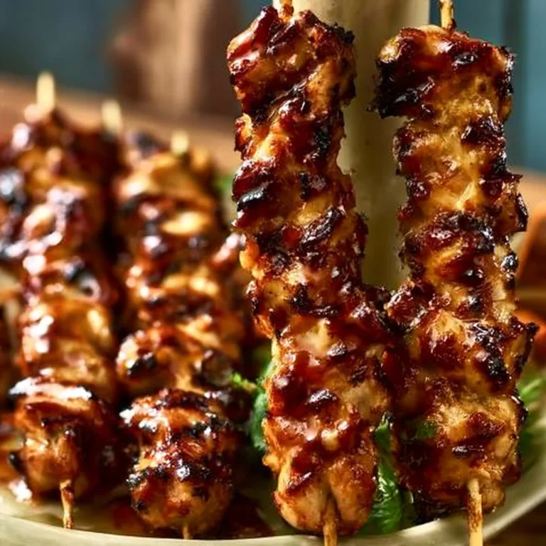 Gegrillte thailändische Kokosnuss-Hühnchenspieße mit frischen Zutaten