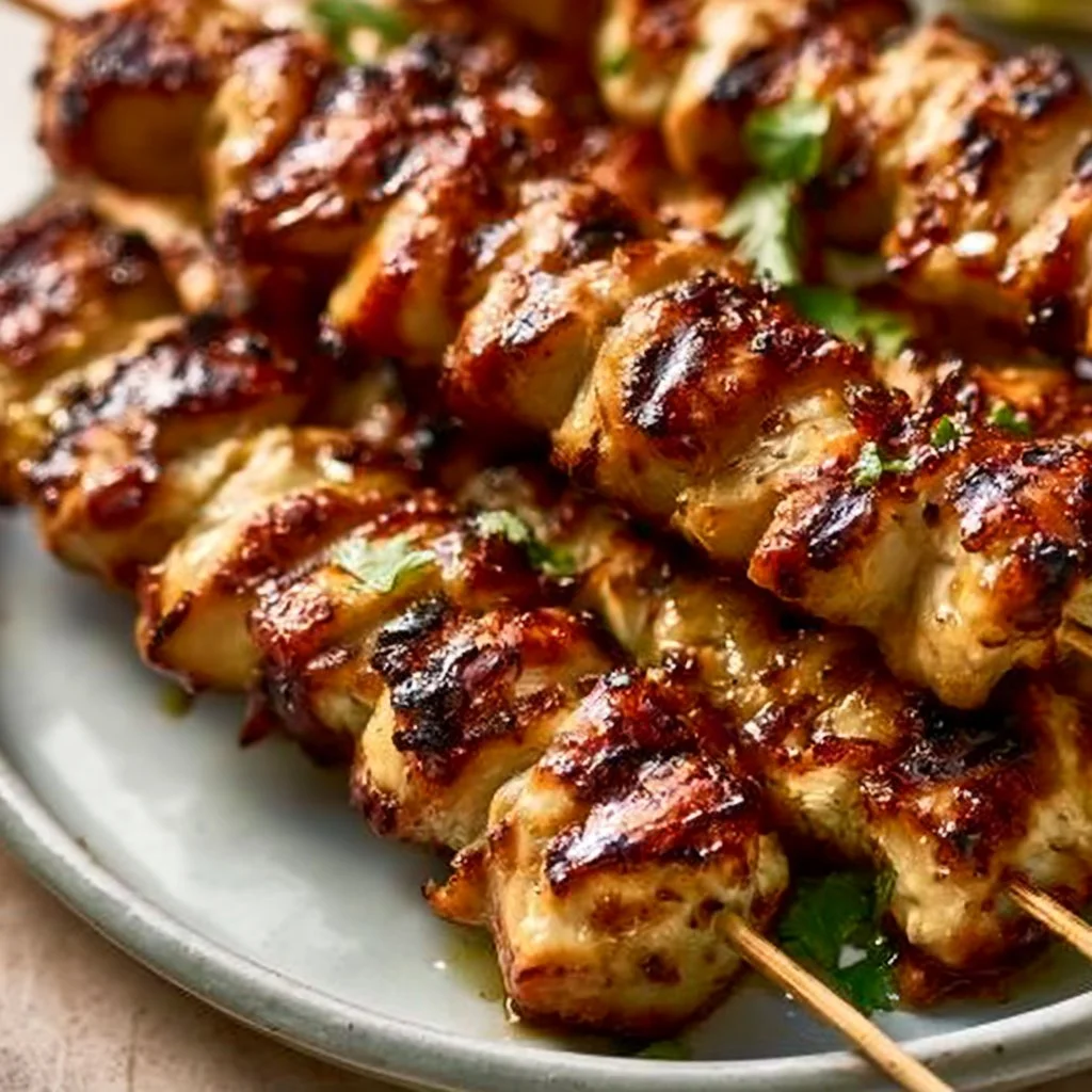 Gegrillte thailändische Kokosnuss-Hühnchenspieße