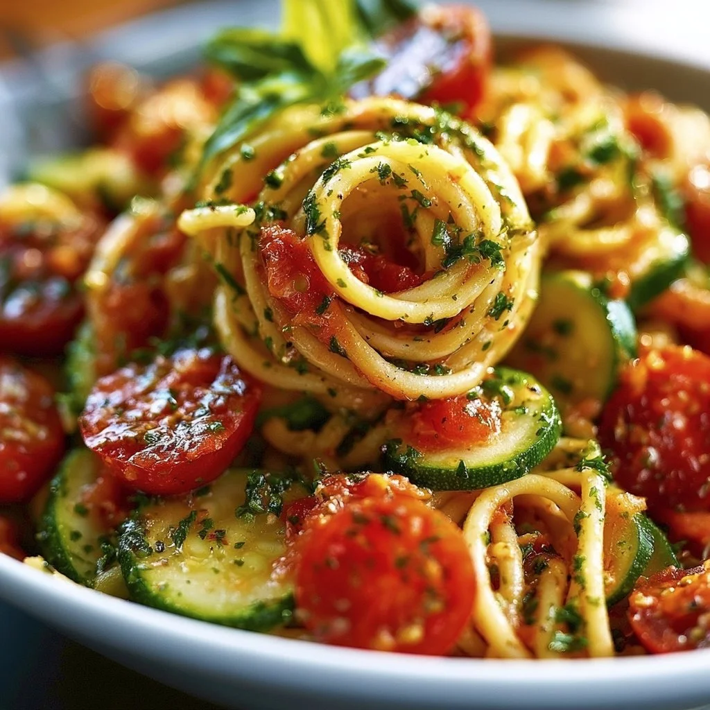 Gesunde Tomaten-Zucchini-Pasta