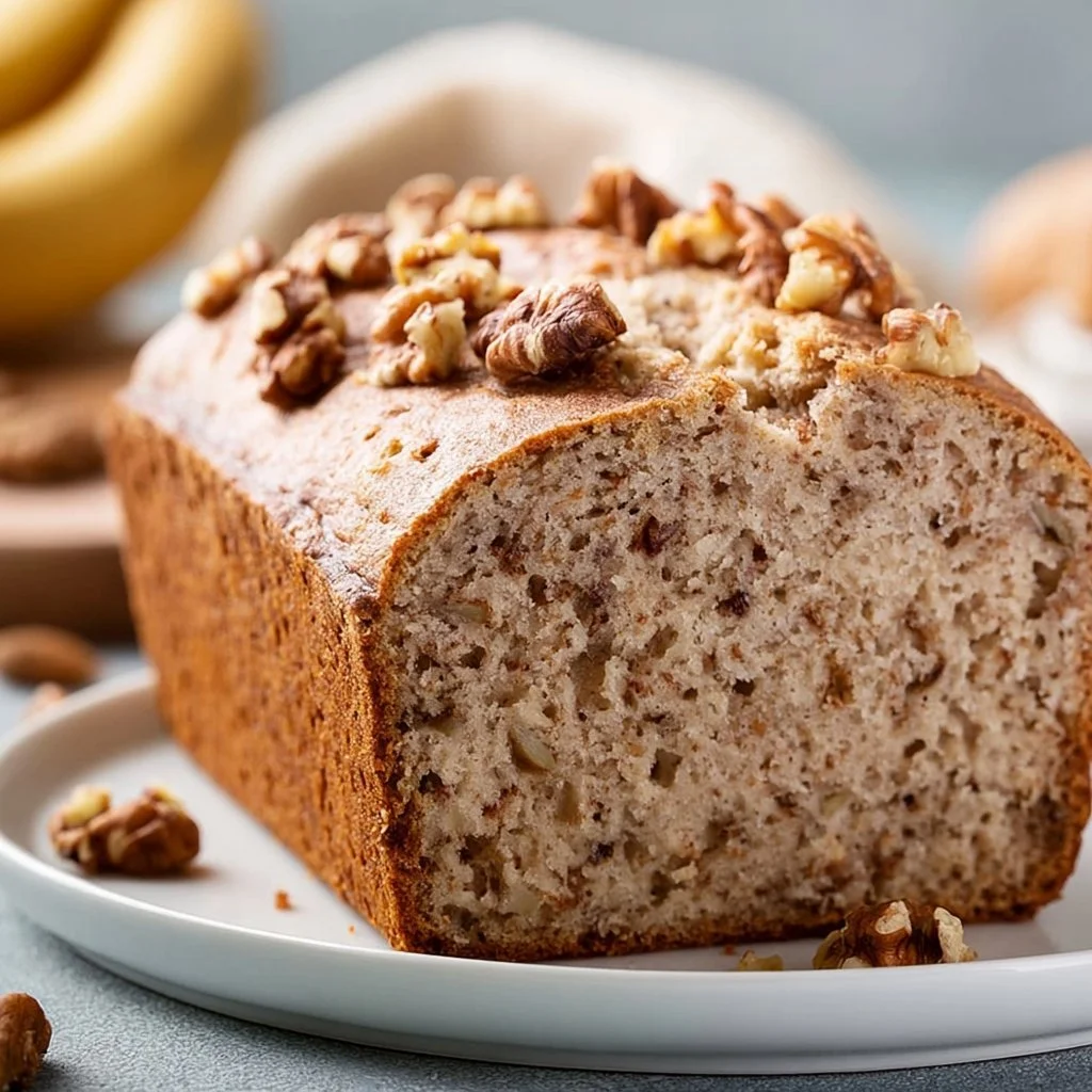 Gesundes Bananenbrot mit reifen Bananen und gesunden Zutaten
