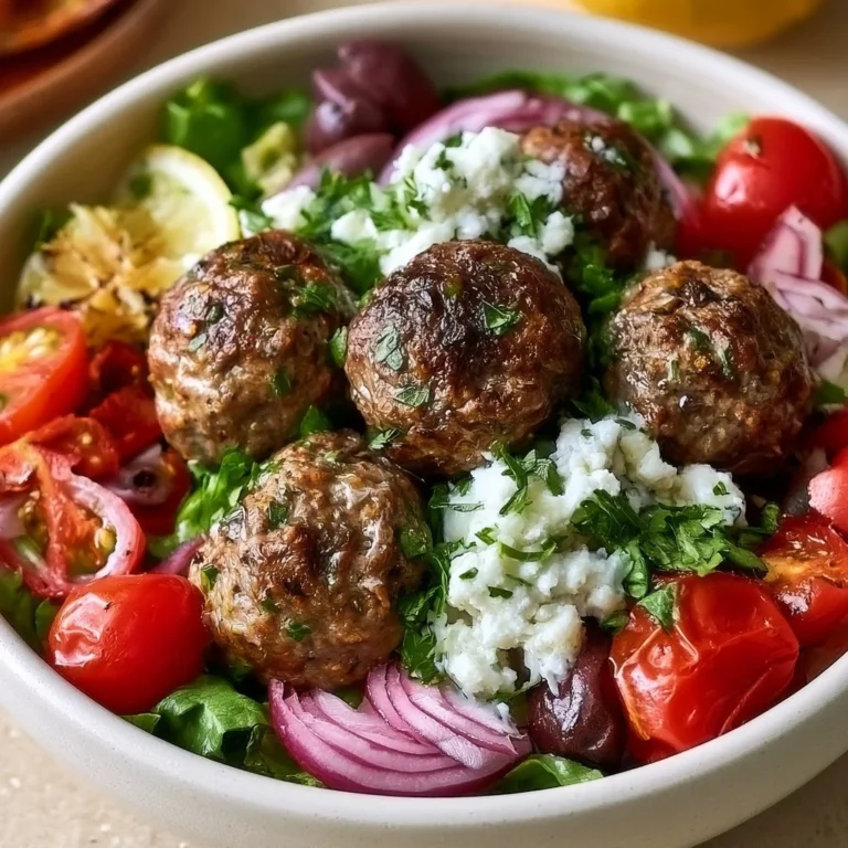 Griechische Fleischbällchen in einer bunten Schüssel serviert