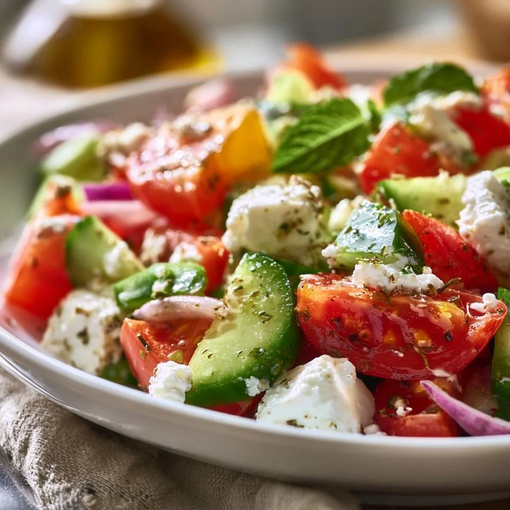 Griechischer Bauernsalat mit frischem Gemüse und Feta-Käse