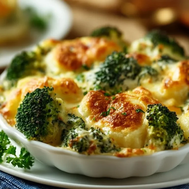 Leckerer Kartoffel-Brokkoli-Auflauf aus frischen Zutaten und Käse überbacken