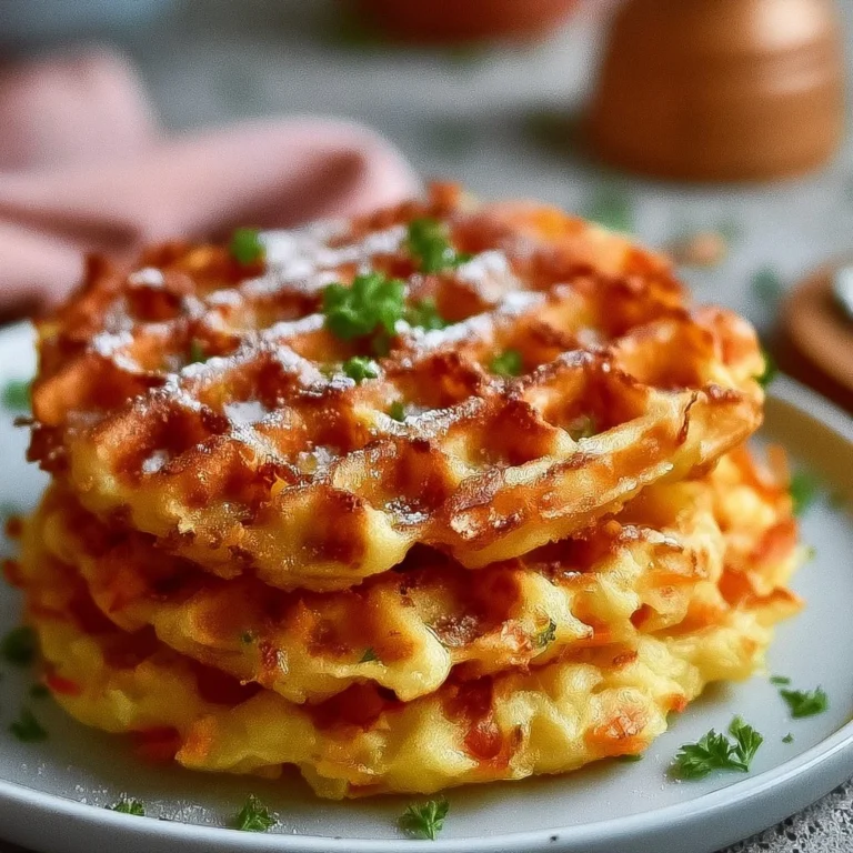 Leckere Kartoffel Waffeln auf einem Teller serviert