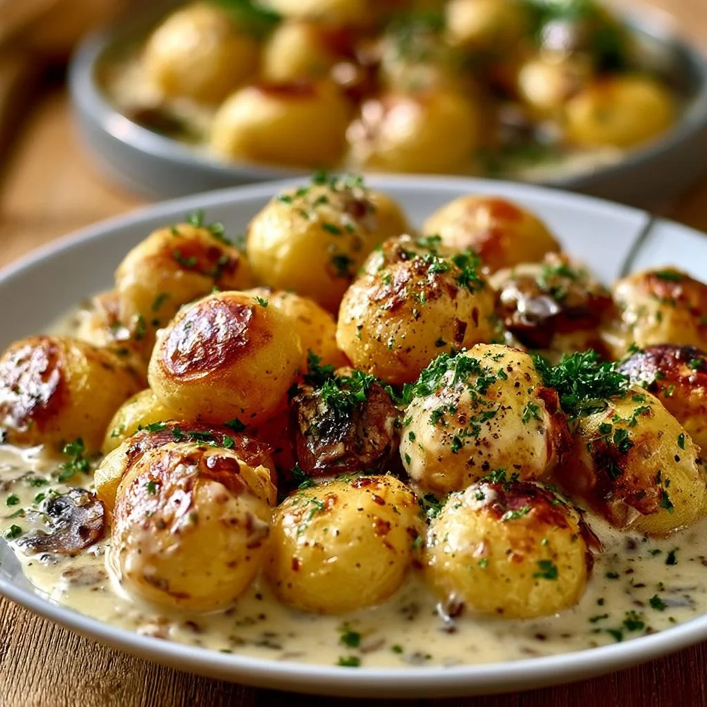 Kartoffeln in Knoblauch-Sahnesauce