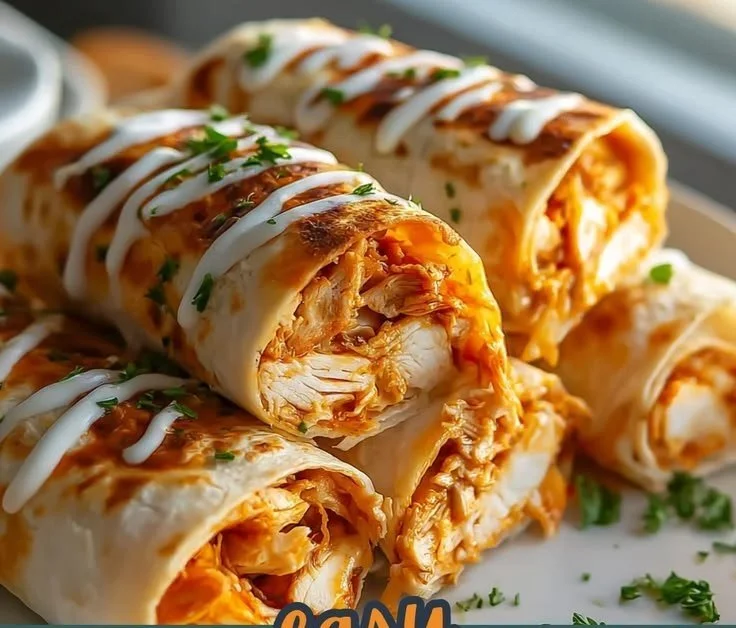 Knusprige Heißer Hähnchen Wraps aus der Heißluftfritteuse mit Käse und Gewürzen